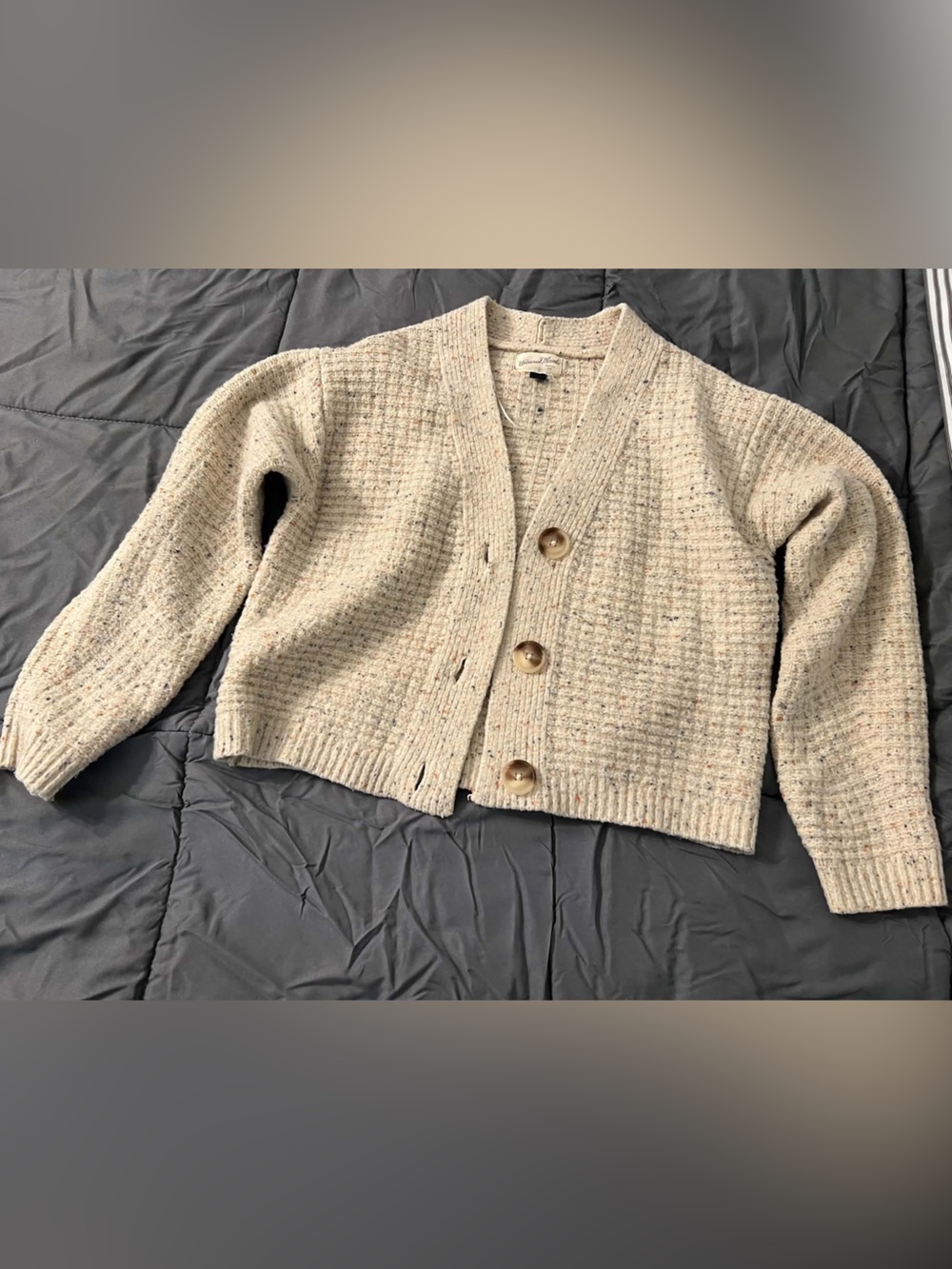 Universal Thread Cream Speckled Knit Button-Front Cardigan